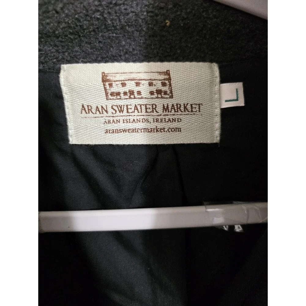 Aran Sweater Market Sweater Vest Mens Large Gray Full Zip Wool Fleece Lined